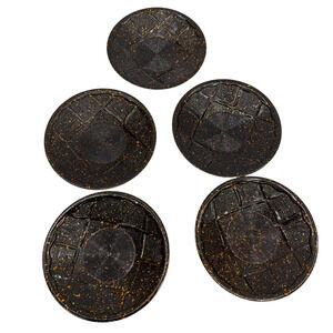 Vintage Japan Black Lacquerware Round Coasters 4.75 in Diameter Lot of 5